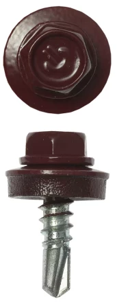 Саморезы ЗУБР &quot;ПРОФЕССИОНАЛ&quot; окраш., RAL 3005 темно-красн., для крепл. кров. матер. к металл. констр., 5.5x19мм, 2500шт 4-300310-55-019-3005 купить в Уфе