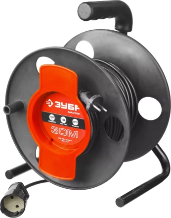 Удлинитель ЗУБР &quot;МАСТЕР&quot; на катушке, ПВС 2х1кв мм, 1 гнездо, макс мощн 2200Вт, 30м 55075-30 купить в Уфе