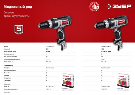 Дрель-шуруповерт сетевая ДШ-М1-400-2 серия МАСТЕР купить в Уфе