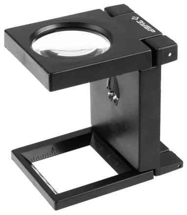 Лупа ЗУБР &quot;МАСТЕР&quot; складная на подставке, светодиодная подсветка, 5 кратное увеличение, диаметр 50мм 40542-50 купить в Уфе