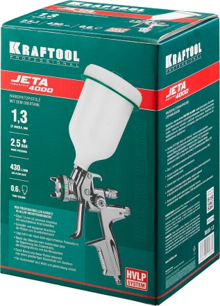 Краскопульт пневматический KRAFTOOL &quot;PRO&quot; Jeta 4000, HVLP, c верхним бачком, 1,3мм 06555-1.3 купить в Уфе