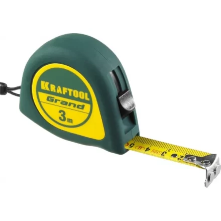 Рулетка KRAFTOOL GRAND, обрезиненный пластиковый корпус, 3м/16мм 34022-03-16 купить в Уфе