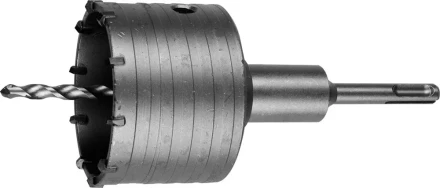 Коронка ЗУБР буровая, коническая посадка центрирующего сверла, SDS-Plus хвостовик, в сборе, 83мм 2918-83_z01 купить в Уфе