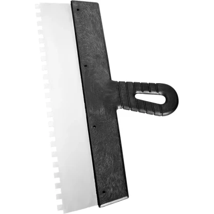 Шпатель из нержавеющей стали 350 мм зуб 10х10 мм пластмассовая ручка СИБРТЕХ 85507 купить в Уфе