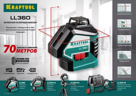Нивелиры лазерные LL-360, 360 град, 20/70м, IP54 34645 купить в Уфе
