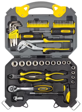 Набор инструментов STAYER &quot;PROFI&quot; универсальный, высококачественная CRV сталь, хромированное покрытие, 56 предметов 27710-H56 купить в Уфе