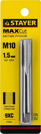 Метчик STAYER &quot;MASTER&quot; одинарный, для сквозных отверстий, сталь 9ХС, М10х1,5 28020-10-1.5 купить в Уфе