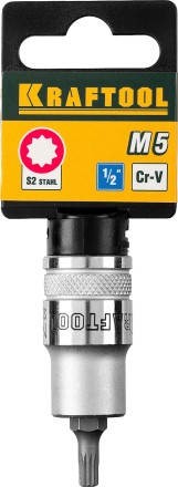 Торцовая бита-головка KRAFTOOL &quot;INDUSTRIE QUALITAT&quot;, материал S2, SPLINE, сатинированная, 1/2&quot;, M5 27911-05_z01 купить в Уфе