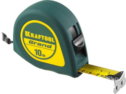 Рулетка KRAFTOOL GRAND, обрезиненный пластиковый корпус, 10м/25мм 34022-10-25 купить в Уфе