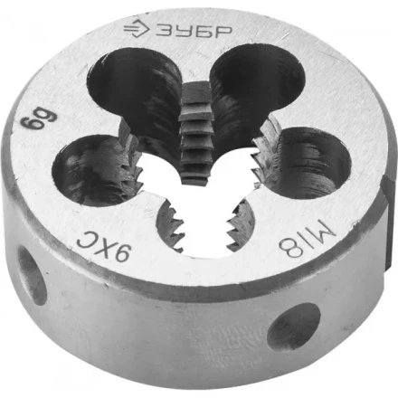 Плашка ЗУБР "МАСТЕР" круглая ручная для нарезания метрической резьбы, М18 x 2,5 4-28022-18-2.5 купить в Уфе