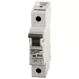 Выключатель автоматический СВЕТОЗАР "ПРЕМИУМ" 1-полюсный, 63 A, "B", откл. сп 6 кА, 230 / 400 В SV-49011-63-B