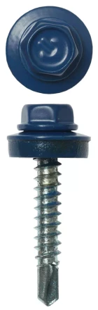 Саморезы ЗУБР "ПРОФЕССИОНАЛ" окраш., RAL 5005 синий насыщен., для крепл. кров. матер. к дерев. обреш., 4.8х29мм, 2500шт 4-300310-48-029-5005 купить в Уфе