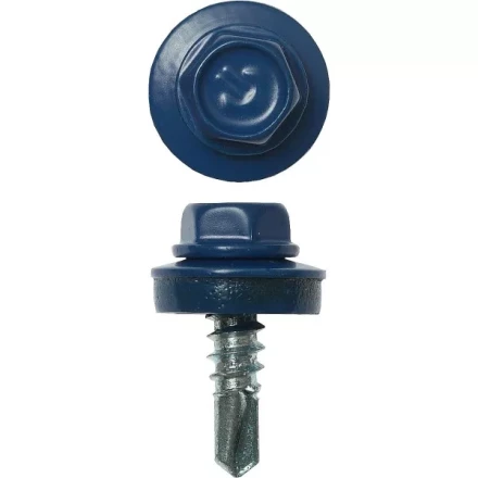 Саморезы ЗУБР &quot;ПРОФЕССИОНАЛ&quot; окраш., RAL 5005 синий насыщен., для крепл. кров. матер. к металл. констр., 5.5x19мм, 500шт 4-300315-55-019-5005 купить в Уфе