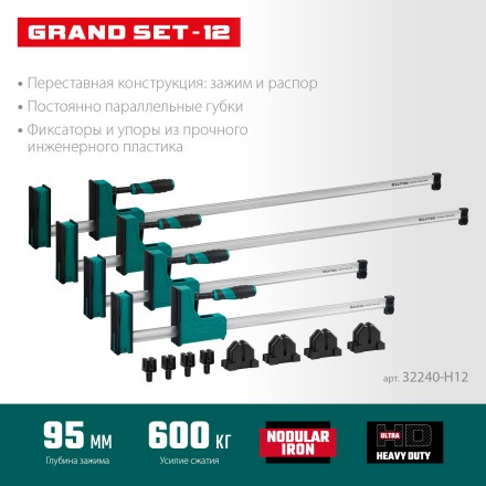 Набор корпусных струбцин KRAFTOOL GRAND 32240-H12 купить в Уфе