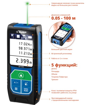 Дальномер лазерный ДЛ-100 100м серия ПРОФЕССИОНАЛ купить в Уфе