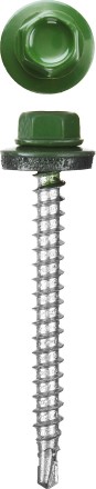 Саморезы СКМ кровельные, RAL 6002 зеленый лист, 19 x 5.5 мм, 2 500 шт, для металлических конструкций, STAYER 30300-55-019-6002 купить в Уфе