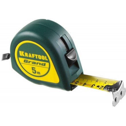 Рулетка KRAFTOOL GRAND, обрезиненный пластиковый корпус, 5м/25мм 34022-05-25 купить в Уфе