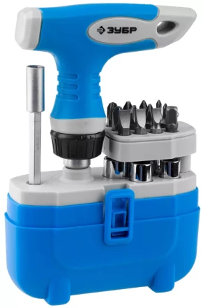Набор ЗУБР &quot;ЭКСПЕРТ&quot; Отвертка реверсивная с пистолетной двухкомпонетной рукояткой; Cr-V биты, 20 предметов 25413-H20 купить в Уфе