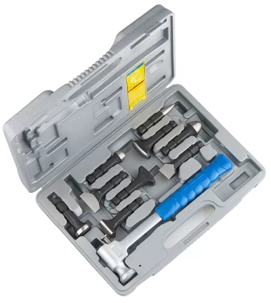 Набор рихтовочный молоток цельнометал. обрезин. ручка сменные бойки  9 шт. в боксе  MATRIX 10850 купить в Уфе