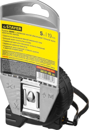 Рулетка STAYER &quot;PROFI&quot; &quot;MARS&quot;, обрезиненный корпус, 5мх19мм 34131-05 купить в Уфе
