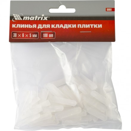Клинья для кладки плитки 30 х 6 х 5 мм упаковка 100 штук Matrix 88081 купить в Уфе