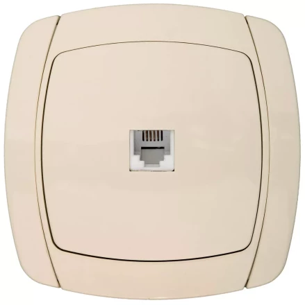 Розетка СВЕТОЗАР &quot;CITY LIGHT&quot; телефонная одинарная в сборе, цвет бежевый SV-54217-B купить в Уфе