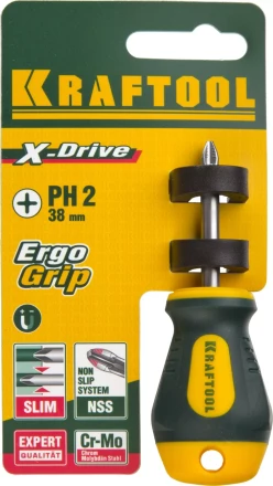 Отвертка KRAFTOOL, Cr-Mo-V сталь, двухкомпонентная противоскользящая рукоятка, PH, №2x38мм 250072-2-038 купить в Уфе