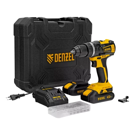 Дрель-шуруповерт аккумуляторная ударная бесщет Denzel CIDB-IB-18-02 26130, Li-Ion, 18 В, 2 акк. купить в Уфе