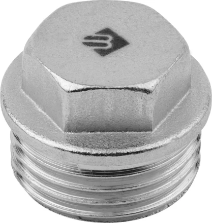 Заглушка ЗУБР &quot;ЭКСПЕРТ&quot;, никелированная латунь, 6-ти гранная головка, внутренняя резьба, 1/2&quot; 51297-1/2 купить в Уфе