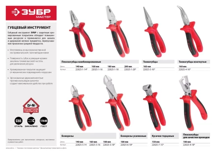 Плоскогубцы ЗУБР &quot;МАСТЕР&quot; хромированные, 180мм 22025-1-18 купить в Уфе