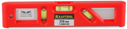 Уровень KRAFTOOL &quot;PRO&quot; &quot;DIRECTOR LEVEL&quot; с магнитом, 3 ампулы, 220мм 1-34863-022 купить в Уфе