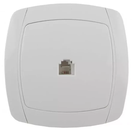 Розетка СВЕТОЗАР &quot;CITY LIGHT&quot; телефонная одинарная в сборе, цвет белый SV-54217-W купить в Уфе