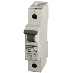 Выключатель автоматический СВЕТОЗАР "ПРЕМИУМ" 1-полюсный, 63 A, "C", откл. сп. 6 кА, 230 / 400 В SV-49021-63-C
