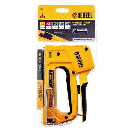 Степлер мебельный Denzel 40215, тип 53 и 13, 6-14мм, тип 140, 10-14мм, тип 300, 15мм, тип 500, 15мм купить в Уфе