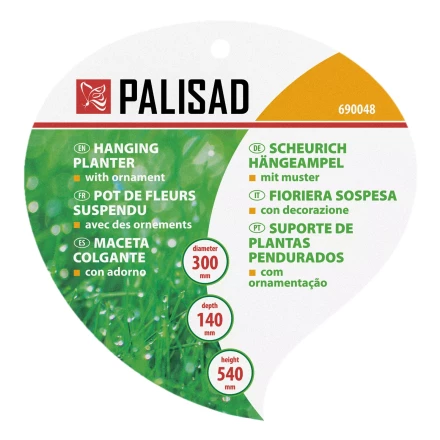 Кашпо подвесное с орнаментом Palisad, с кокосовой корзиной, диаметр 30 см, 690048 купить в Уфе