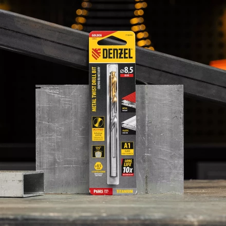 Сверло спиральное по металлу Denzel 8,5 x 117 мм, Р6М5, Golden Tip, 718240 купить в Уфе