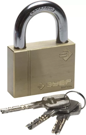 Замок ЗУБР &quot;ЭКСПЕРТ&quot; навесной, латунный корпус, классическая форма, закаленная дужка, 60мм 37299-60 купить в Уфе