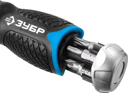 Набор ЗУБР &quot;ПРОФЕССИОНАЛ&quot;: Отвертка реверсив с двухкомп рукоят, насадки, CrMo, рукоят с отсеком для хранения бит, 24 предмета 25353-H24 купить в Уфе