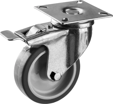 ЗУБР d 75 мм, г/п 60 кг, резина/полипропилен, термопластичное поворотное колесо c тормозом, Профессионал (30946-75-B) купить в Уфе