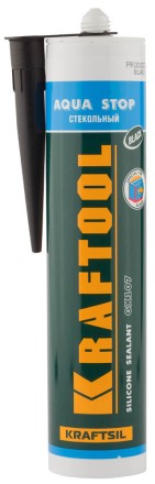 Герметик KRAFTOOL KRAFTSeal GX107 &quot;AQUA STOP&quot; силиконовый стекольный, черный, 300мл 41256-4 купить в Уфе