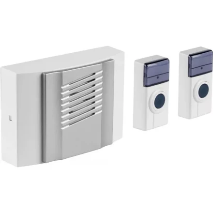 Звонок СВЕТОЗАР &quot;ДУЭТ&quot; электрический беспроводной 100м, 2 мелодии, 2 кнопки IP44, 2*A23, 3AA SV-58068-1 купить в Уфе