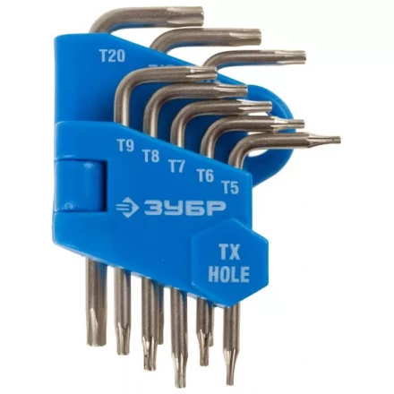 Набор ключей имбусовых ЗУБР&quot;ЭКСПЕРТ&quot;МИНИ для точных работ, Cr-V,TORX Т5-Т20, с отверстием,для защищенного крепежа,8шт 27477-H8 купить в Уфе