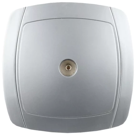 Розетка СВЕТОЗАР &quot;АКЦЕНТ&quot; телевизионная одинарная в сборе, цвет серебристый металлик SV-54215-SM купить в Уфе