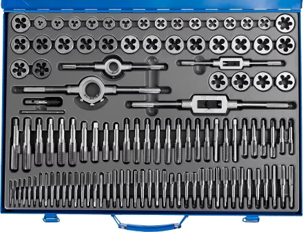 Набор метчиков и плашек ЗУБР "ПРОФЕССИОНАЛ", сталь Р6М5, 110 предметов 28110-H110 купить в Уфе
