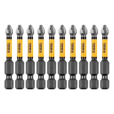 Бита IMPACT, PH2x50 мм, лазерная обработка шлица, сталь S2, 10 шт., Е 6,3 Denzel 11689 купить в Уфе