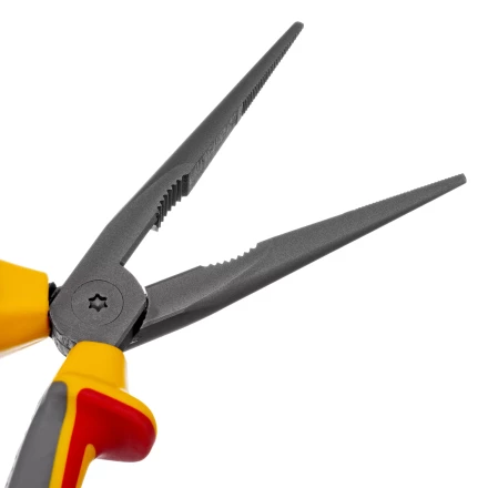 Длинногубцы прямые Denzel 17305, диэлектрические рукоятки до 1000 В, трехкомпонентные рукоятки, 205мм купить в Уфе