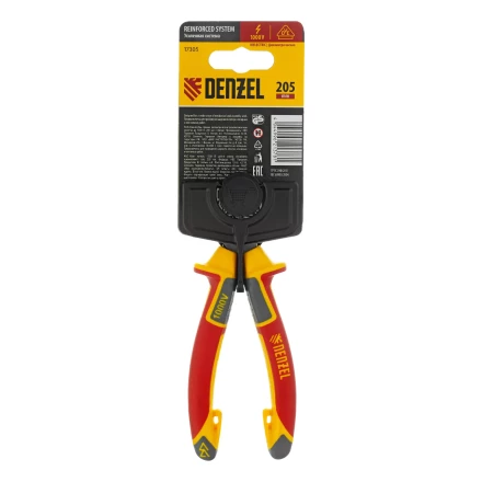 Длинногубцы прямые Denzel 17305, диэлектрические рукоятки до 1000 В, трехкомпонентные рукоятки, 205мм купить в Уфе