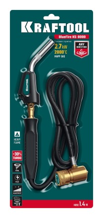 Blue Fire KS-8000  горелка для МАПП / MAPP газа,  с пъезоподжигом, на баллон c резьбовым соединением US 1, 2000°C 55512 купить в Уфе