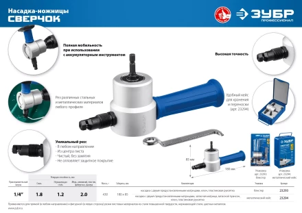 ЗУБР Сверчок, насадка-ножницы для реза листового металла, Профессионал (23293) купить в Уфе