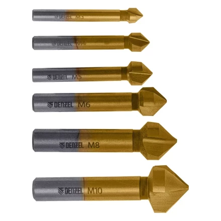 Набор зенковок Denzel 72313, HSS, M3-M10, 6 шт, металл. кейс купить в Уфе